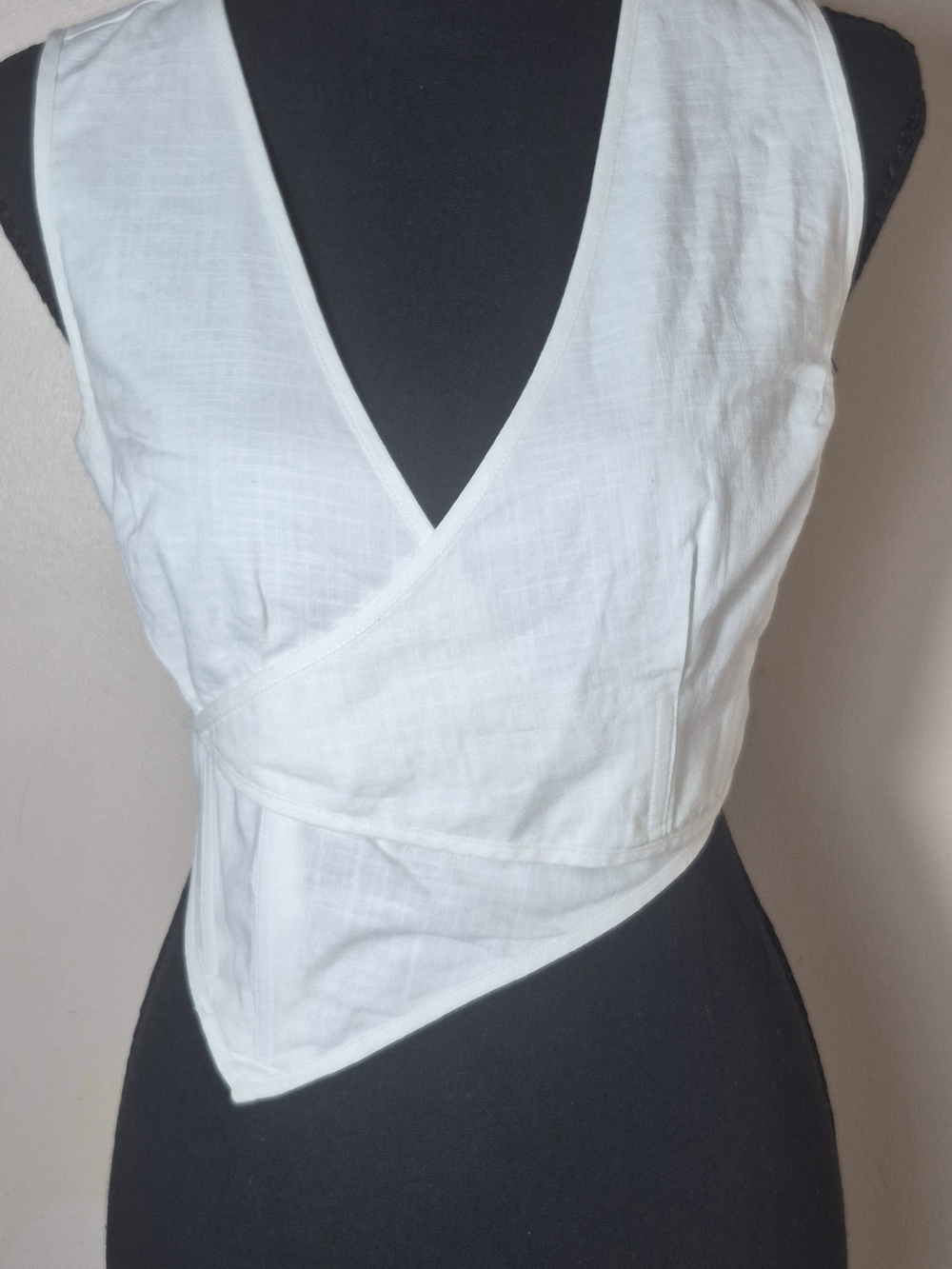 Sabo Sierra V-Neck line wrap crop top white cotton Australia